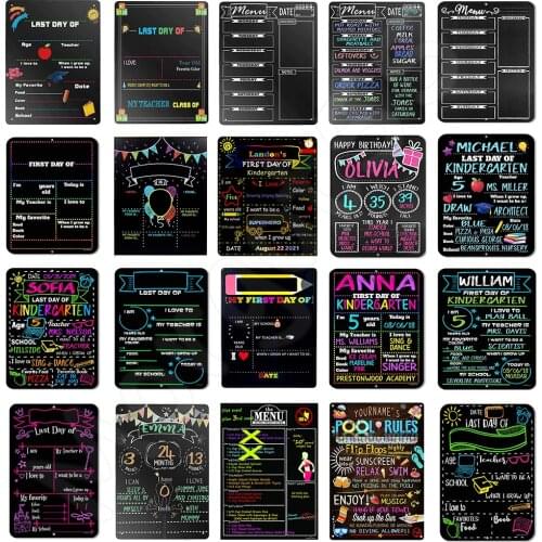 Honey Dew Gifts Chalkboard Style Last Day of School Photo Prop Tin Sign -9 x 12 inch Reusable Easy Clean - Customizable