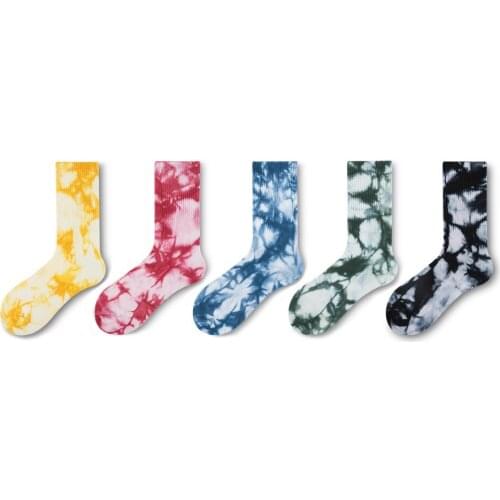 Harajuku Fashion Tie Dye Socks Men and Women Trend Hip Hop Tube Socks Basketball Skateboard Couple Cotton Socks Wholesale Socks