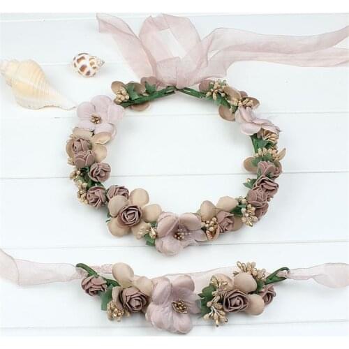 Fashion Beautiful Wedding Bridal Flower Tiara Wreath Coroa Headbands Floral Bride Garland Crowns Beach wreath Prom Headdress