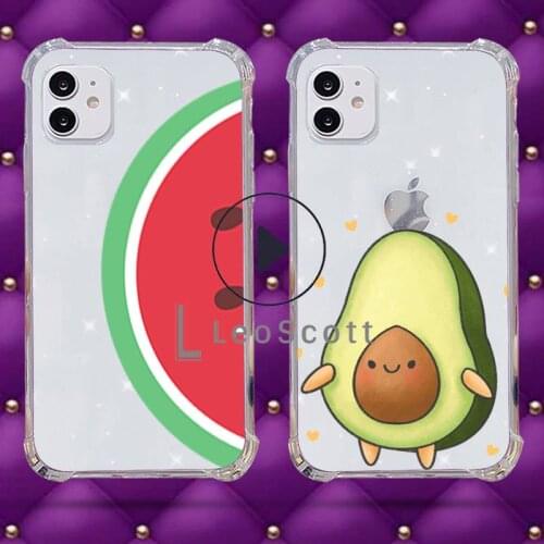 Avocado watermelon Cute cartoon fruit animal Phone Case For iphone 12 11 pro Max Samsung S10 9 8 Plus Soft Shell Cover Funda