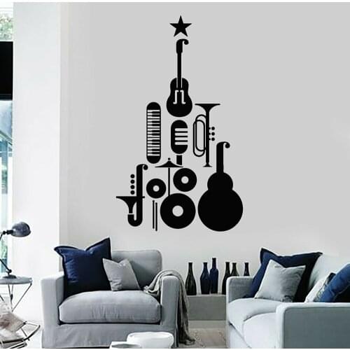 Jazz Music Wall Decal Jazz Festival Musical Instruments Star Music Wall Stickers Music Room Decoration Design Vinyl Decal B470
