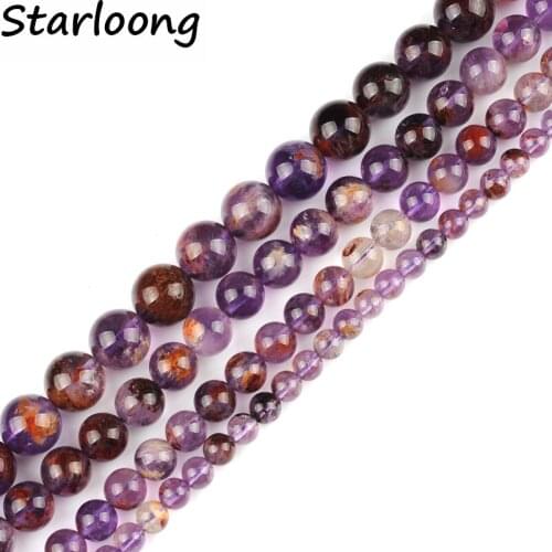 Genuine Natural Stone Black Quartz Rutilated Beads Round Loose Strand Beads 15" 6 8 10 12MM Pick Size For DIY Jewelry Making