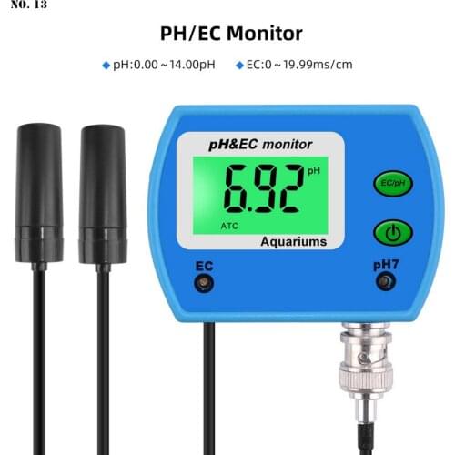 New Water Quality Tester 2 In 1 PH EC Water Quality Monitor Meter Acidometer 0-14.00PH Probe Water Tester Multifunction Monitor