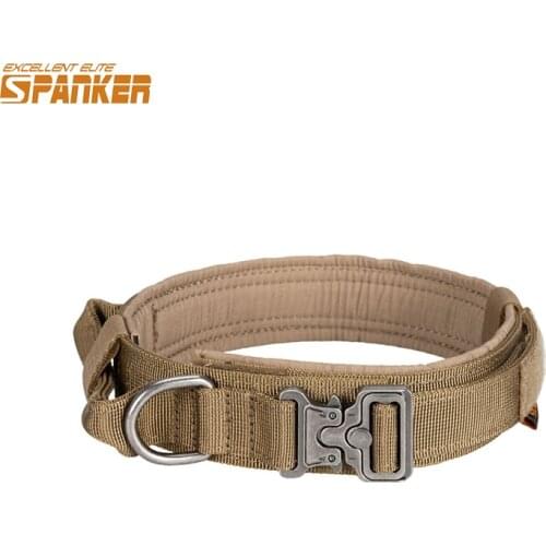EXCELLENT ELITE SPANKER Tactical Dog Collar Nylon Adjustable K9 Collar Military Dog Collar Heavy Duty Metal Buckle with Handle
