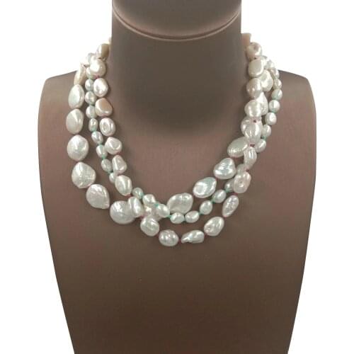30-54 CM 100% nature FRESHWATER PEARL NECKLACE ,baroque pearl choker necklace with nice clasp,7-14mm , color thread OEM WELCOME