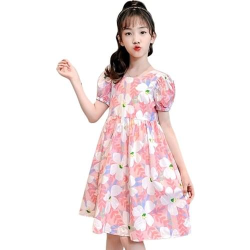 Dresses For Girls Floral Pattern Girls Dress Kids Casual Style Children Party Dress Spring Autumn Costume For Girls Free Bag
