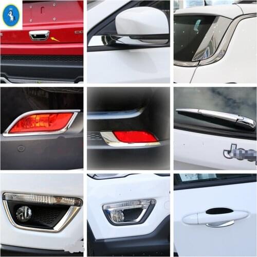 Front Rear Bumper Fog Lights Lamps / Rearview Mirror Rubbing Strip / Door Handle Bowl Cover For Jeep Compass 2017 - 2020 ABS