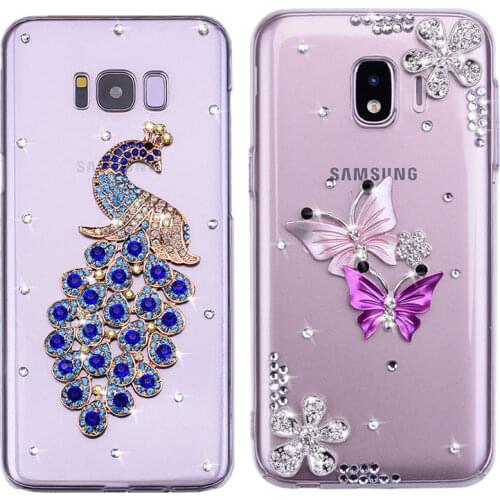 Transparent Bling Rhinestone Case for Samsung Galaxy S8 S9 S10 Plus S10e J4 Plus J6 A8 A6 A7 J7 J3 J8 J2 Pro 2018 Coque Cover