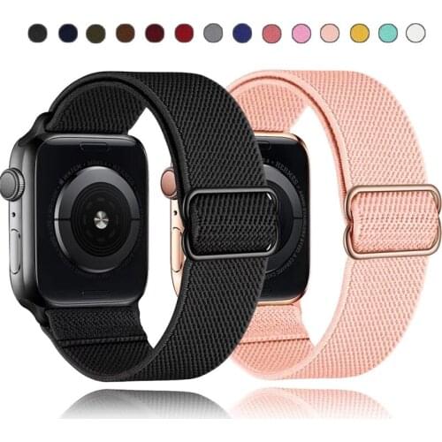 Adjustable Elastic Nylon Solo Loop Scrunchie Strap for Apple watch band 44mm 40mm 38mm 42mm bracelet iWatch series 6 5 watchband