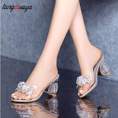 Clear heels PVC Jelly Sandals Crystal Open Toed High Heels Women Transparent Heel Sandals 8cm Crystal Clear Round Heels Slippers