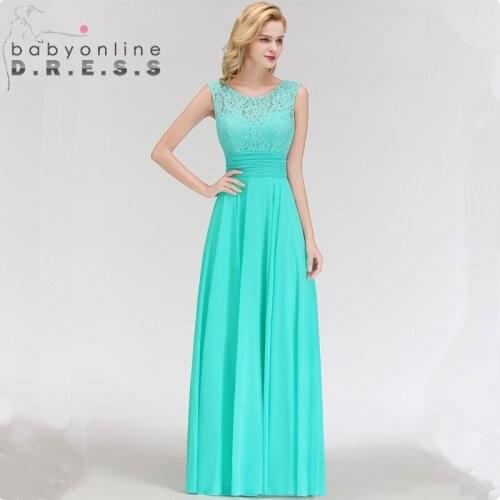 Sexy V Back O Neck Lace Evening Dresses Sexy Sleeveless Long Chiffion A Line Evening Gown 34 Colors Custom Make