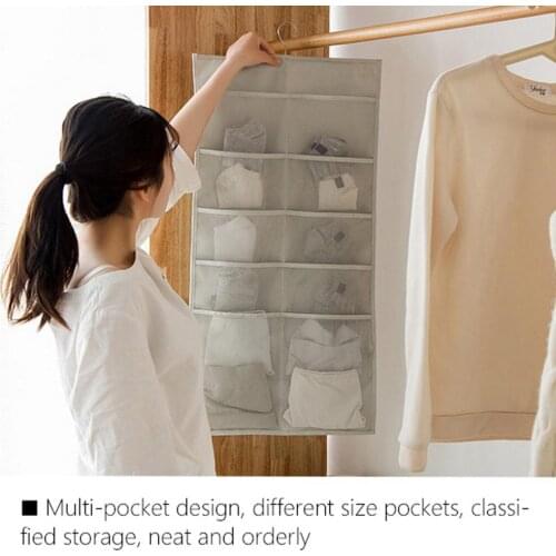15/30 Pockets Folding Clothing Storage Bag Clear Hanging Bag Socks Bra Underwear Rack Hanger Storage Bags Organizer For Wardrobe