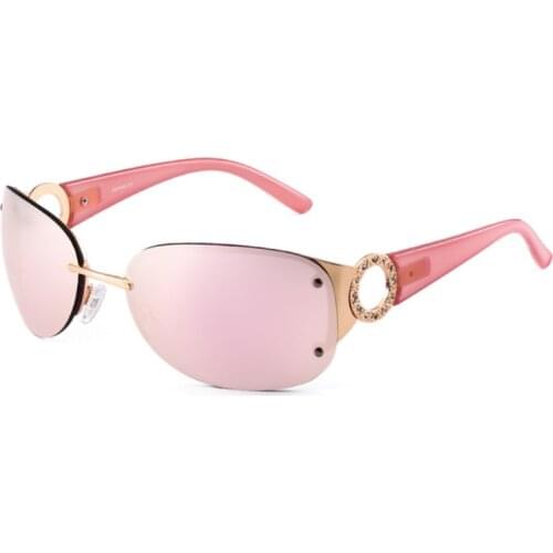 FENCHI Sunglasses Women Rimless Glasses Driving retro luxury brand Diamonds Mirror Design pink Sunglasses lentes de sol mujer