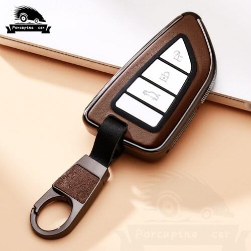 Alloy leather Remote Controller Key Bag Holder fit bmw blade KeyChain Car key Cover Case for BMW X1 X5 X6 F15 F16 F48 1 2 Series