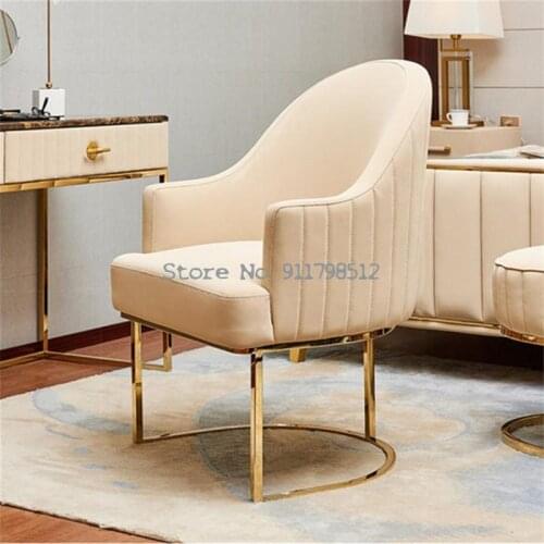 Modern leisure makeup chair stainless steel nail chair bedroom dressing chair light luxury net red single sofa chair