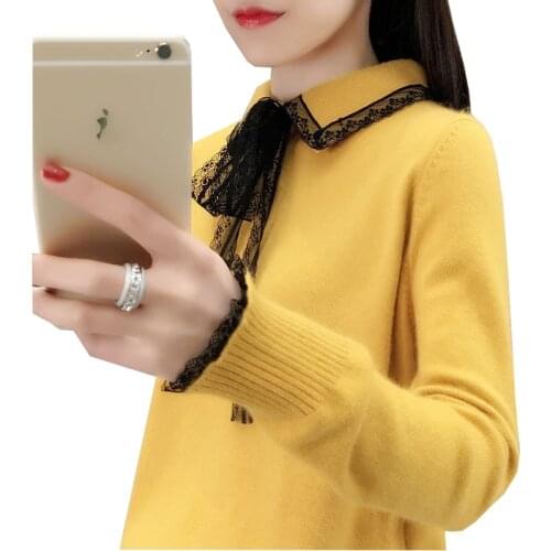 New Autumn Womens Pullover Sweater Korean Loose Top Base Sweater Female Fashion Long-Sleeved Student Shirt Collar Thin Sweater