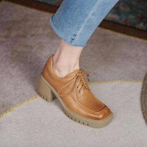 Royesic Ms. Derby shoes, Oxford shoes, British retro, with natural whole skin