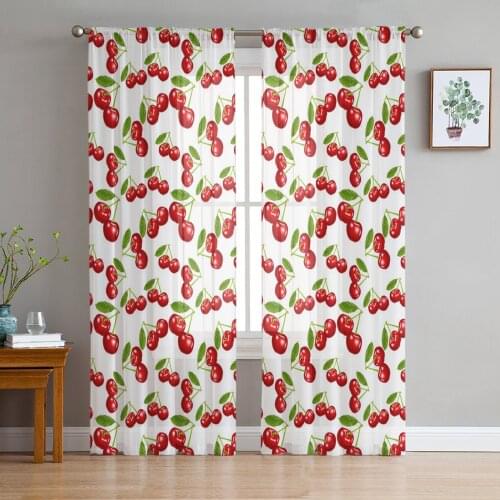 Fruit Cherry Sheer Curtains for Windows Tulle Curtains for Living Room Bedroom Children Room Decor
