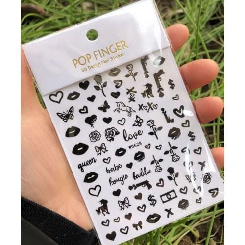 Ultra thin transparent nail foils heart butterfly flame rose flower diamond printing nail decoration beautiful nail decals WG064