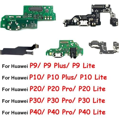USB Charging Port Connector Board Flex Cable With Microphone For Huawei P9 P10 P20 P30 Pro Lite P40 Pro / P40 Lite/P40 Pro Plus