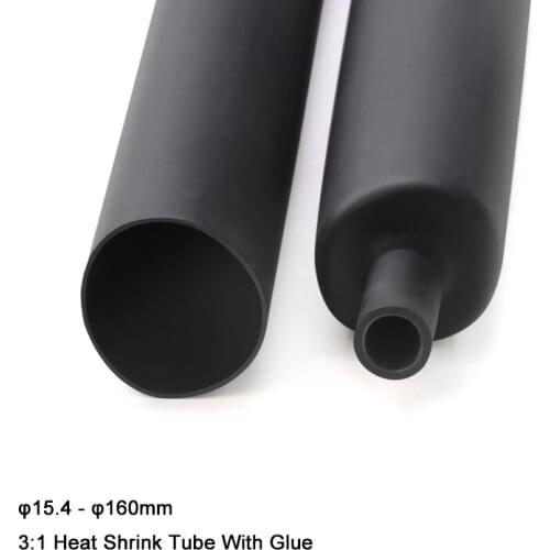 1.22 Meters Black 3:1 Heat Shrink Tube With Glue 15.4-160mm Dual Wall Adhesive Lined Sleeve Wrap Tubing