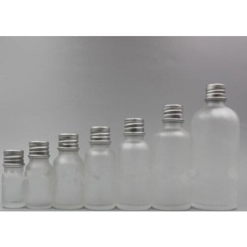 10ml 5ml frost glass Essential Oil Bottle Containers With Aluminum Lids Empty Cosmetic Containers F057