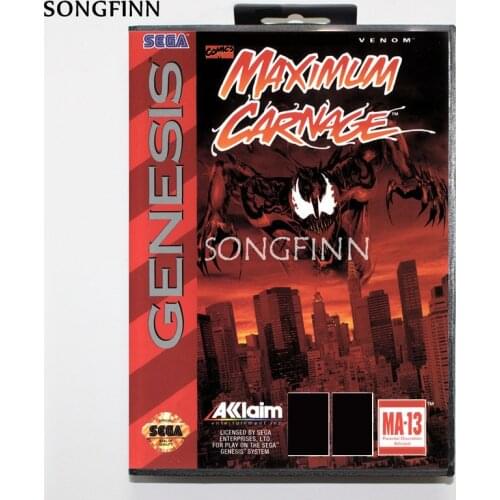 16 bit MD Memory Card With Box for Sega Mega Drive for Genesis Megadrive - Venom Maximum carnage