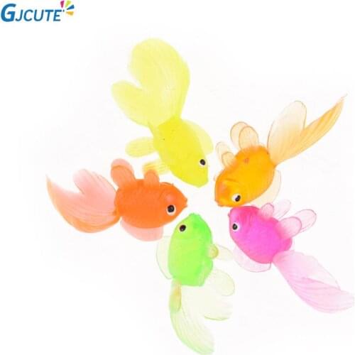 20pcs/lot Soft Rubber Gold Fish Small Goldfish Kids Toy Plastic Simulation Small Goldfish Random Color 4cm