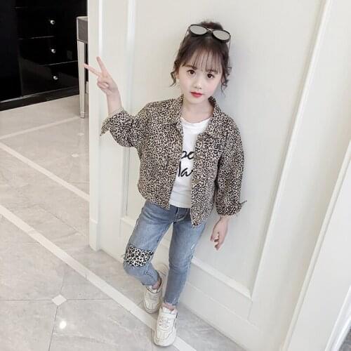 2020 New Spring Autumn Girls Windbreaker Coat Baby Kids Flower Leopard print Outwear Baby Kids Coats Jacket Clothing
