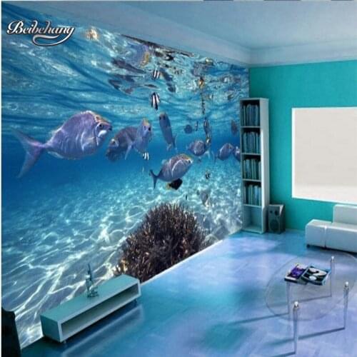 Beibehang Custom photo wallpaper 3D stereo underwater world sea fish room room TV room background wallpaper for walls 3 d