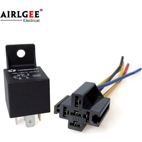 5 Terminals DC 12V 40A SPDT Power Relay Socket Kit for Auto Car