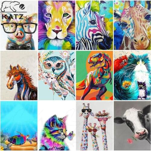 Diamond Painting Cartoon Animal Diy Picture Mosaic Art Pig Embroidery Cross Giraffe Color Graffiti Cross Stitch Home Decoration