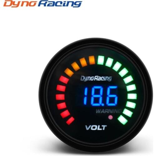 Dynoracing 2 inch 52mm 12V Car Digital Voltmeter Volt Gauge Meter 20 LED Black 7.5-20V Volts Volt Car Meter BX101456
