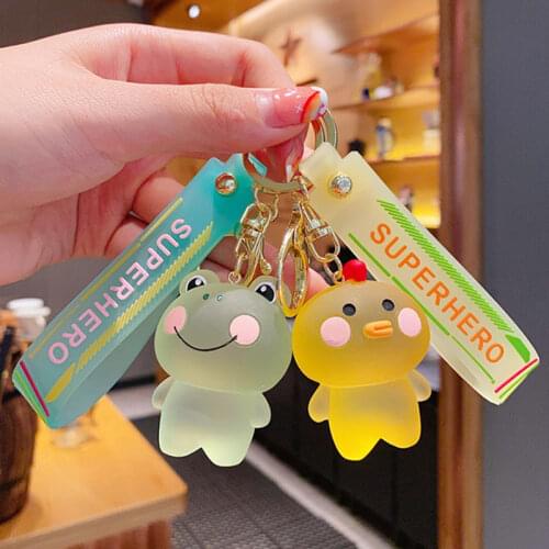 Cartoon Crystal Bear Key Chain Transparent Keyfob Cute Frog Animal Keyring Backpack Pendant Couple Women Men Gift Car Keychain