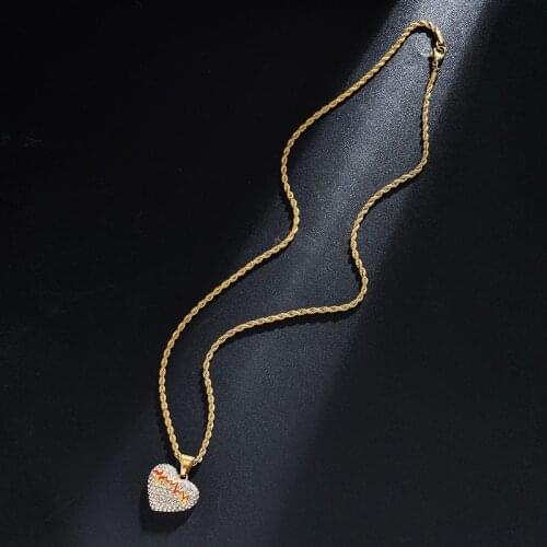 Fashion Hip Hop Ice Out Cracked Metal Personality Heart Pendant Necklaces for Men Women Creative Rock Party Jewelry Gift