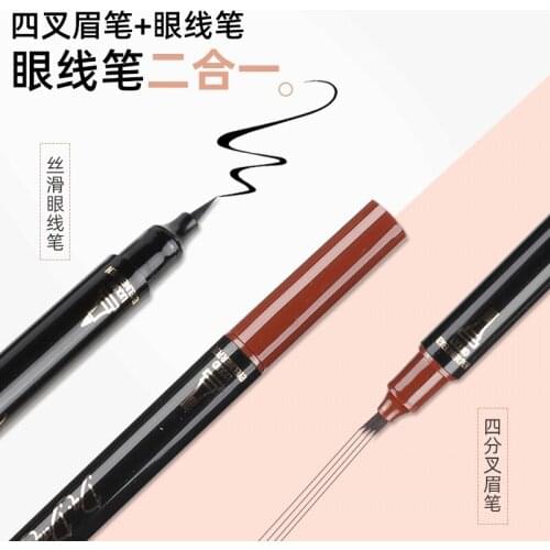 Double 1Pc Rotatable Waterproof Eyeliner Waterproof 24 Hours Long-lasting Black Eyeliner Pen Makeup Cosmetic Pen
