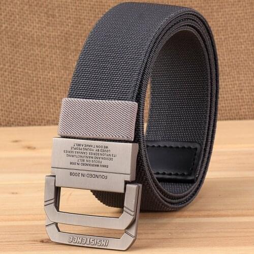 Double loop buckle elastic elastic waistbandTactical outdoor cloth beltMens Korean version of the canvas belt casual wild