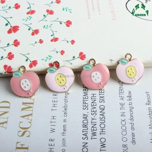 Enamel Peach Charms Making 10pcs Pastel Flower Metal Christmas Gift Decoration Pendant for Necklaces Jewelry Wholesale
