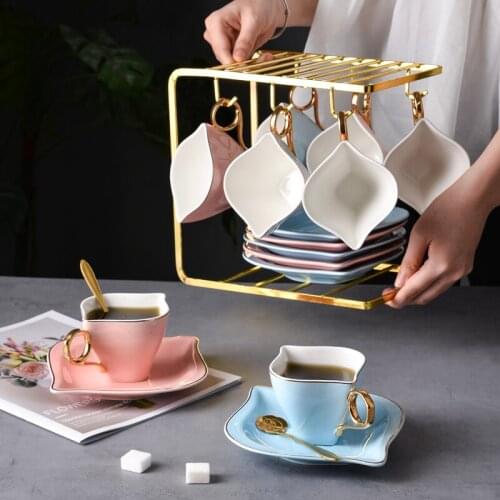 Europe Coffee Cup And Saucer Set European Ceramic Teacup Porcelain Afternoon Tea Party Home Drinkware Decoration
