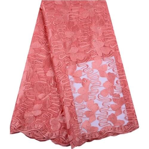 French Lace Fabric With Stones Peach Color French Lace Fabric Cheap African Lace French Lace Fabric For Party Dress Sewing F1401