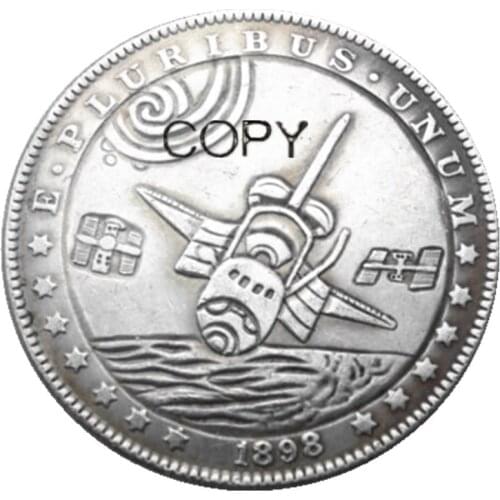 HB(19)US Hobo 1898 Morgan Dollar In Spaceship Creative Silver Plated Copy Coins