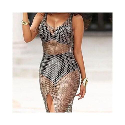 Hirigin Sexy Women Crochet Hollow Out Beach Bikini Cover Up Swimsuit Bathing Swimwear Dress