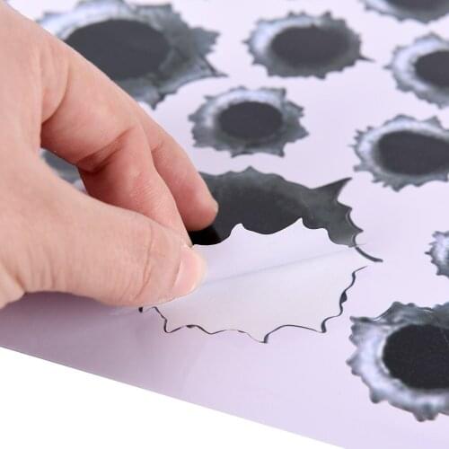 JETTING Fashion New Creative Car Styling 3D Fake Bullet Hole Gun Shots Funny Car Stickers Decals