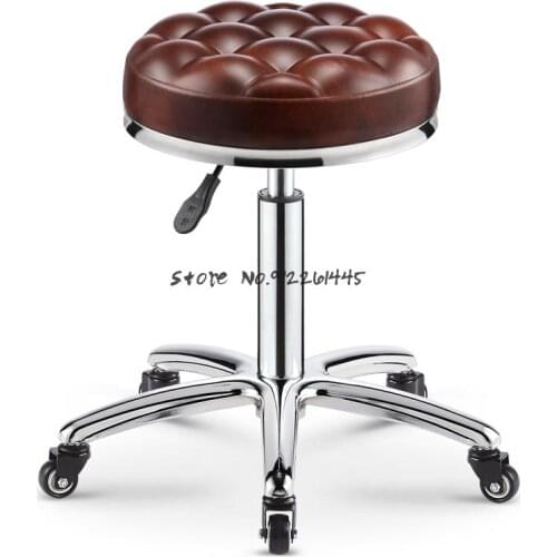 Beauty Stool Barber Shop Chair Hairdressing Stool Rotating Lifting Round Stool Work Stool Manicure Stool Pulley Makeup Hair Cutt