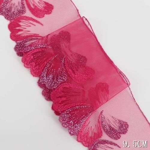 31yards High Quality Tulle Embroidery Lace Fabric Rose Red Blue Black Ribbon Guipure Dress Sewing Accessories Trim dentelle