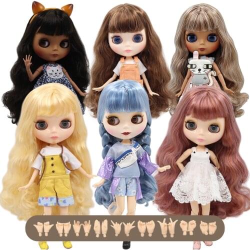 ICY DBS Blyth doll 1/6 joint body BJD toy white shiny face black frosted face with extra hands AB and panel DIY doll girl