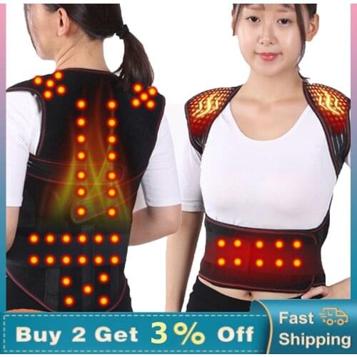 Magnetic Back Support Magnets Heating Therapy Vest Waist Brace Posture Corrector Spine Back Shoulder Lumbar Posture Correction