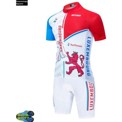 2020 Men Triathlon Skinsuit Wear Top PRO Luxembourg National TEAM CYCLING Jerseys White Bike Clothes Ciclismo Fietsen Sets