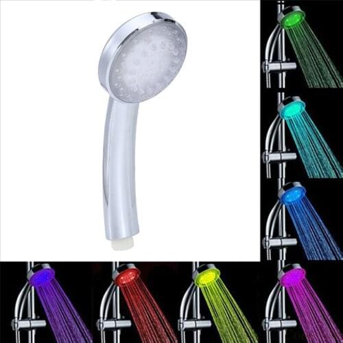 LED 7 Colors Changing Shower Head Rainfall Shower Head Waterfall Round Bathroom Handheld Showerhead