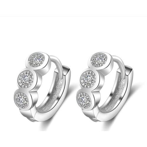 Charm Zircon Hoop Earrings Girls Jewelry Trendy 925 Silver Earring For Women Accessories Shiny CZ Earring Piercing Lady Bijou